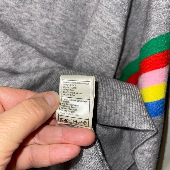 Cupcakes Cashmere Womens Sweater Size XS Gray Hazel Rainbow Boxy V Neck - Picture 7 of 8